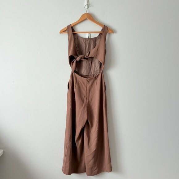 Aritzia Wilfred Ecoulement Jumpsuit Tie Back Nutmeg Brown Size 00 - Picture 10 of 11
